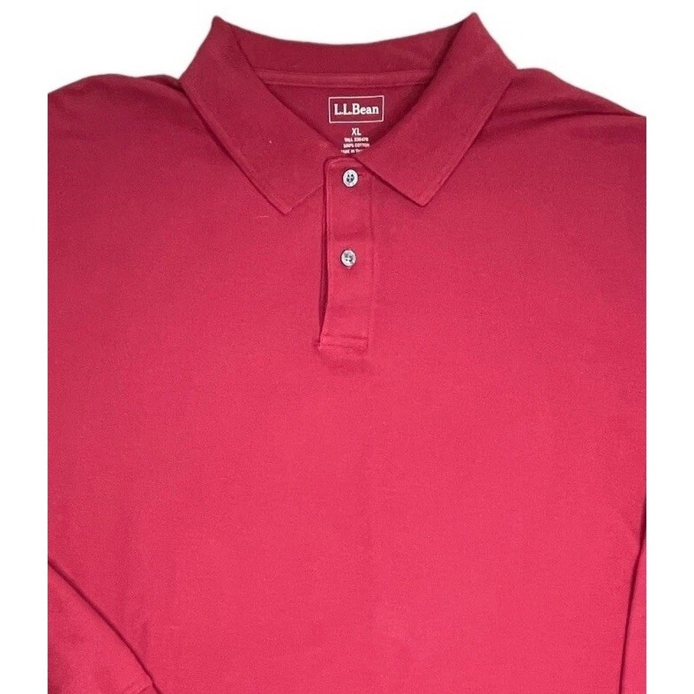 LL Bean Men's Long Sleeve Polo Shirt Maroon Red Cotton‎ Comfort Casual XLT